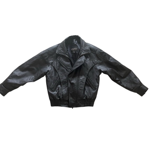 WILSON BLACK LEATHER MEDUIM JACKET SIZE MEDIUM - Picture 1 of 8